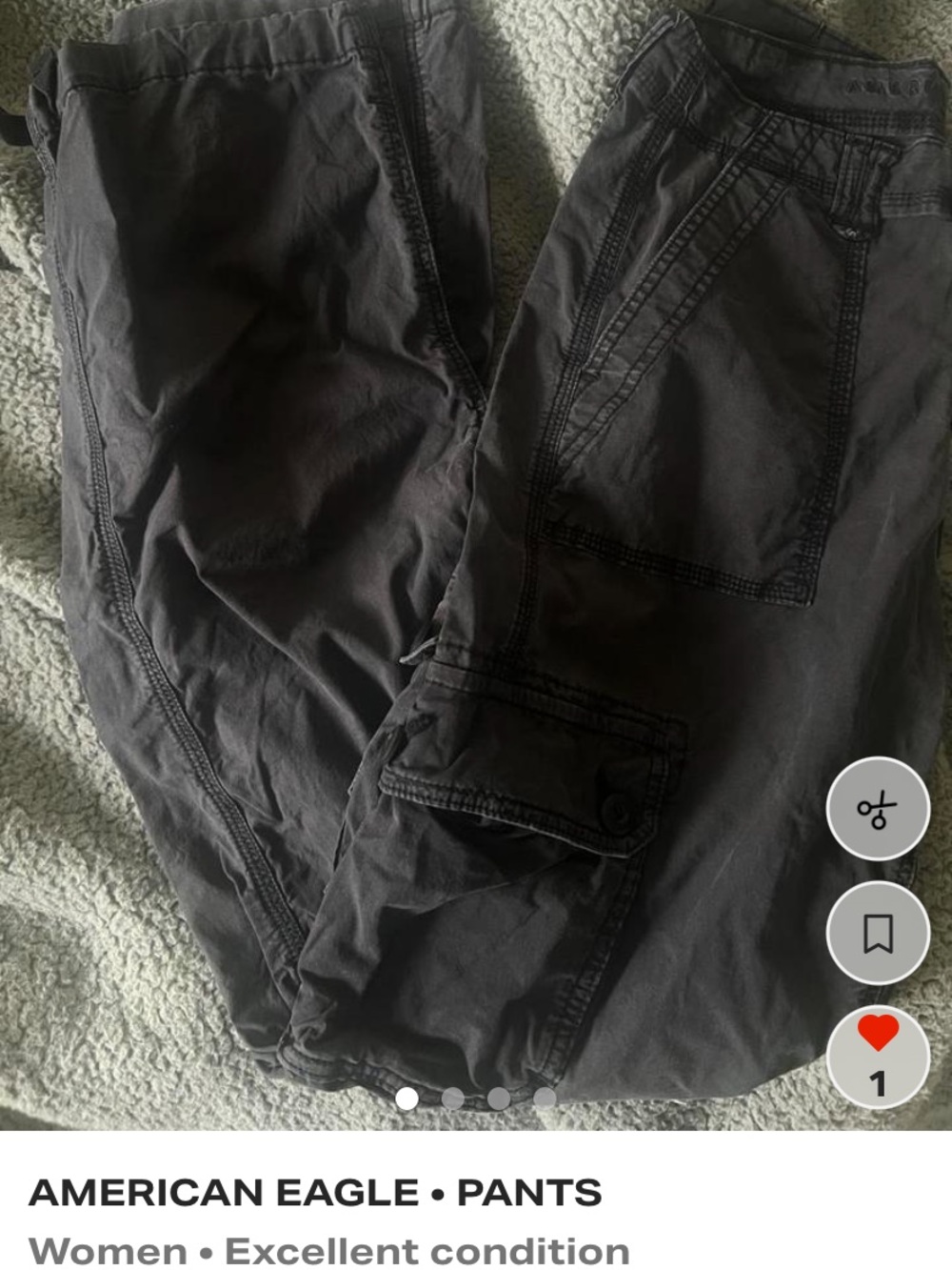 American Eagle Outfitters Women’s Charcoal Black Cargo Pants 2 long